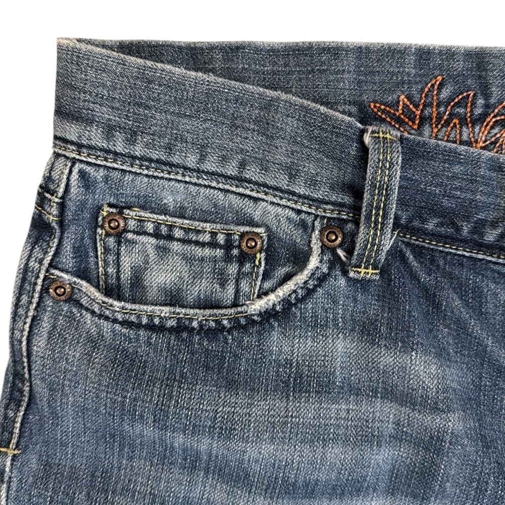 Vintage Y2K Old Navy Ultra Low Rise Bootcut Embroidered Jeans All Cotton Blue 10 - Picture 8 of 16